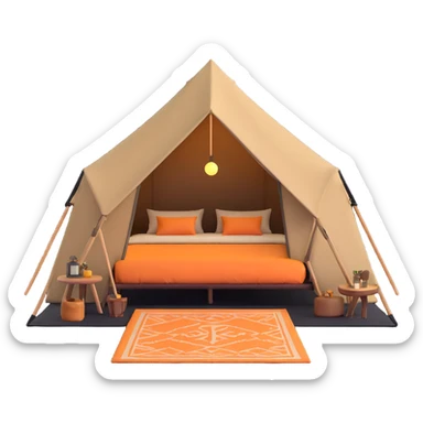 deluxe safari glamping tent with luxury furnishings sticker