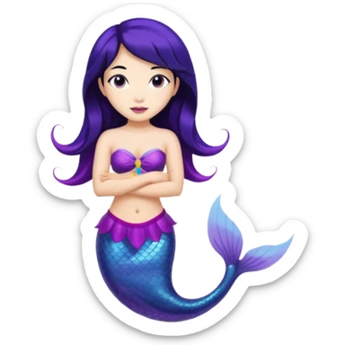 Asian mermaid with black hair and purple tail  sticker