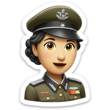 asian woman in ww2 german uniform sticker