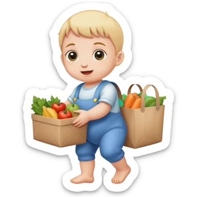 Giant baby delivering groceries  sticker
