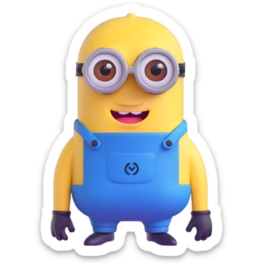 yellow minion with one eye, goggles, blue overalls sticker