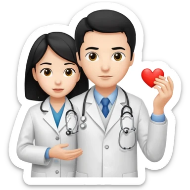 doctor black hair helping a kid sticker