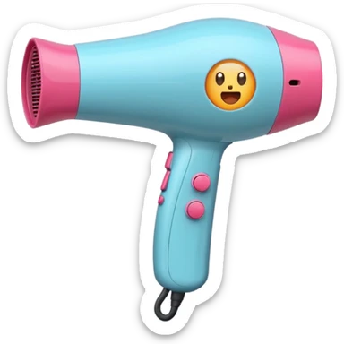 hair dryer with blowing air, emoji style sticker