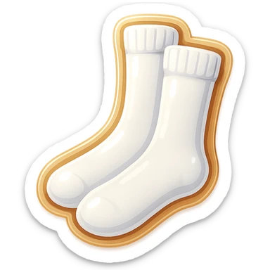 Create a simple and clear emoji of a pair of white athletic socks inspired by the reference image. The socks should have no visible logos or branding and no background. sticker