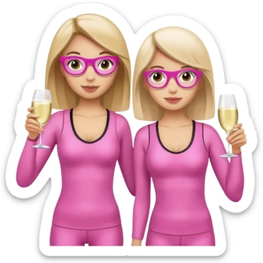 two girl pink pilates prosecco sticker