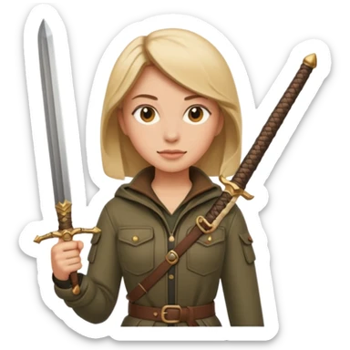 tôi muốn emoji nữ thợ săn cầm kiếm sticker