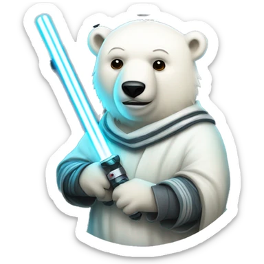 Jedi polar bear with soccer ball with light saber sticker