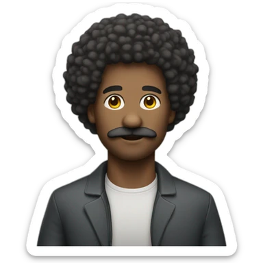 full body afro man with moustache sticker