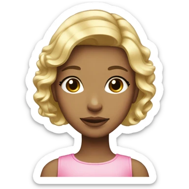 Girl with blonde highlights and pink bow sticker