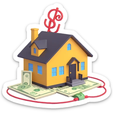 extension cable with a money sign and a house together sticker