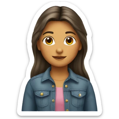 niña pelo largo castaño sticker