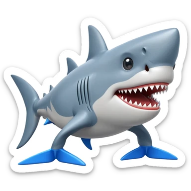 Shark with blue shoes on all fours sticker