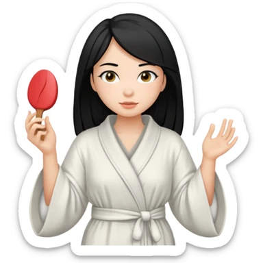 girl with black hair getting ready sticker