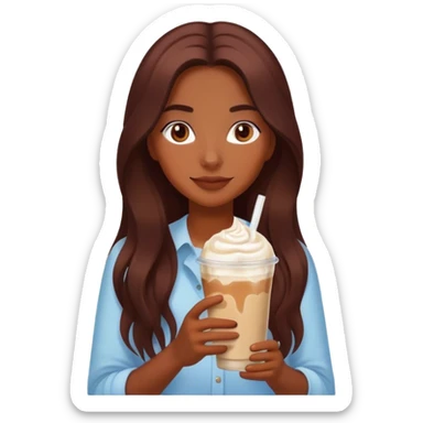 Burgundy long haired tanned girl with iced latte sticker