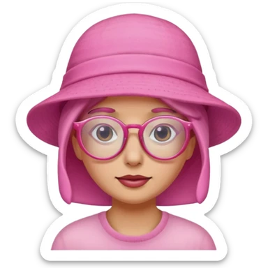 sunburned wearing a pink hat and glasses sticker