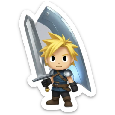 cloud strife with massive sword sticker