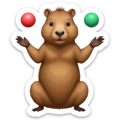 Juggling tall capybara 3 balls sticker