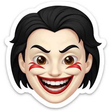 Una cara con risa malvada quitándose una máscara con una sonrisa agradable  sticker