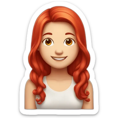 chubby girl with red long hair smilying sticker