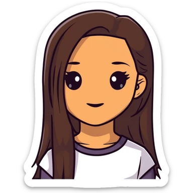 girl with light brown skin, dark eyes and dark straight long hair sticker