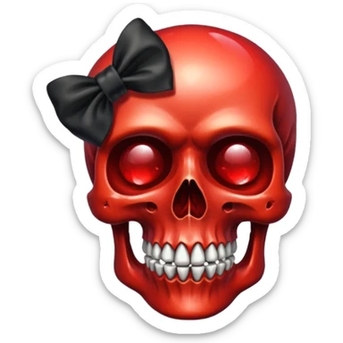 make me a Emoji with a black bow around a red crystal skull mythical sticker