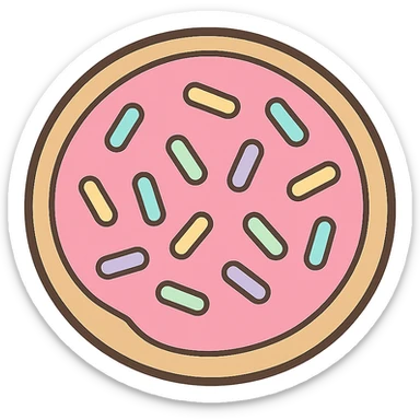flat toon sugar cookie with pink icing and pastel sprinkles sticker