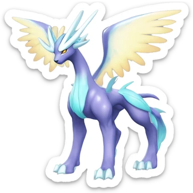  cool edgy shiny colorful godly ethereal Suicune-Dialga-Fakemon full body sticker