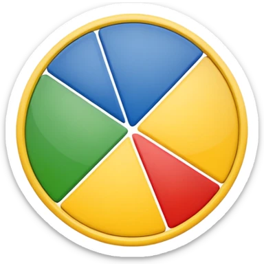 a circle with yellow blue red and green in it such as a uno play card , a circle divided in four sticker