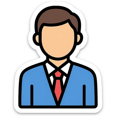 business man icon, simple and professional, colored sticker