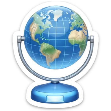 small globe with subtle time-zone ring sticker
