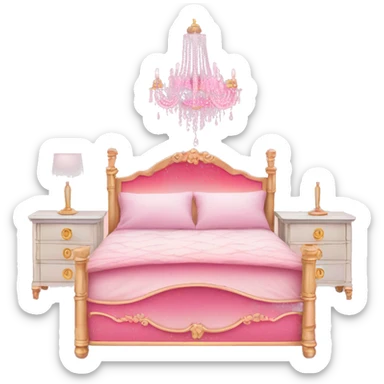 Pink ombre bed with glitter and chandelier  sticker