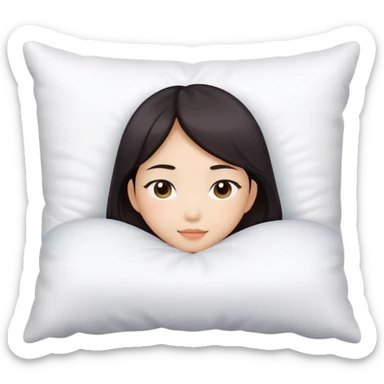 Asian girl lying on a pillow sticker