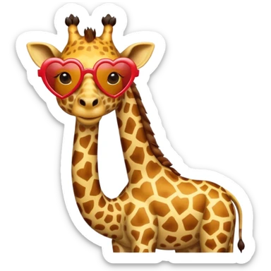 Giraffe with heart shape sunglasses sticker