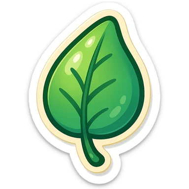 cartoon style sticker, single leaf symbol, simple and clear, no text sticker