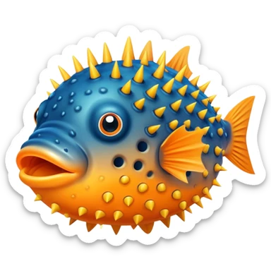 Pufferfish inflated with spikes sticker
