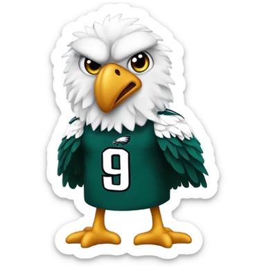 Dirty bird wearing a Philadelphia Eagles jersey looking sad sticker