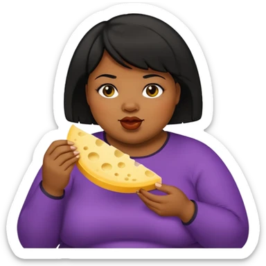 Fat black woman with short hair eating cheese. Shorter hair sticker