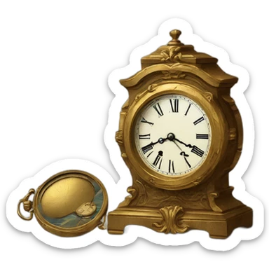 artistic painting with antique timepiece sticker