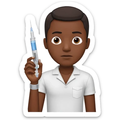 sick black man getting syringe shot arm sticker