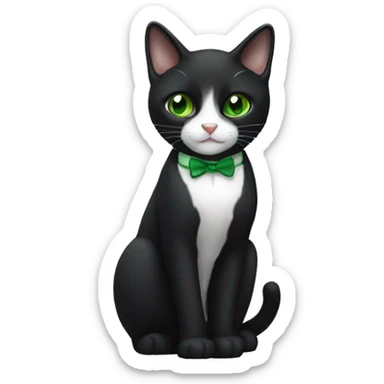 A tuxedo cat with green eyes  sticker