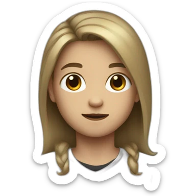 White child boy with black half long hair brown sticker