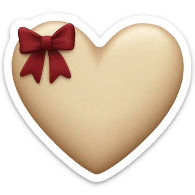Beige heart with dark red bow sticker