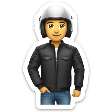 jeune homme portant un casque de moto sticker