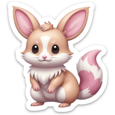 Kawaii Shiny Colorful Pastel Albino Minccino-Furret-Eevee-fusion Full Body sticker