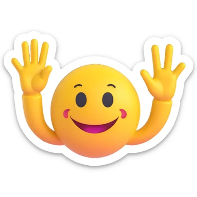 3D smiley emoji, round shape, giving a high five with hand, with the text "pacsi" sticker