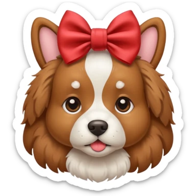 A dog with a bow on the head sticker