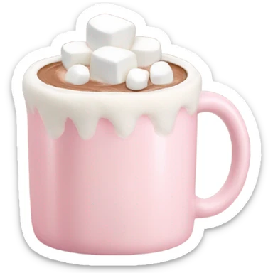 Light Pink mug of hot chocolate with marshmallows  sticker