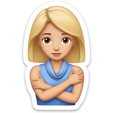 women crossing her arm around her neck  sticker