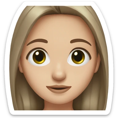 white girl, long BROWN way hair, dark green hazel eyes sticker