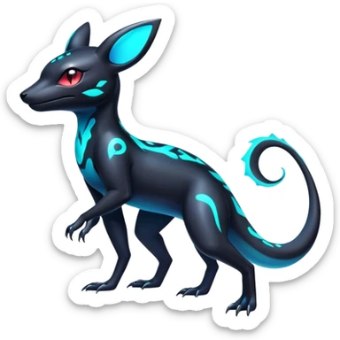 Colorful Neon Exotic Salandit-Aurorus-Umbreon-Fakémon-hybrid-creature (full body)  sticker